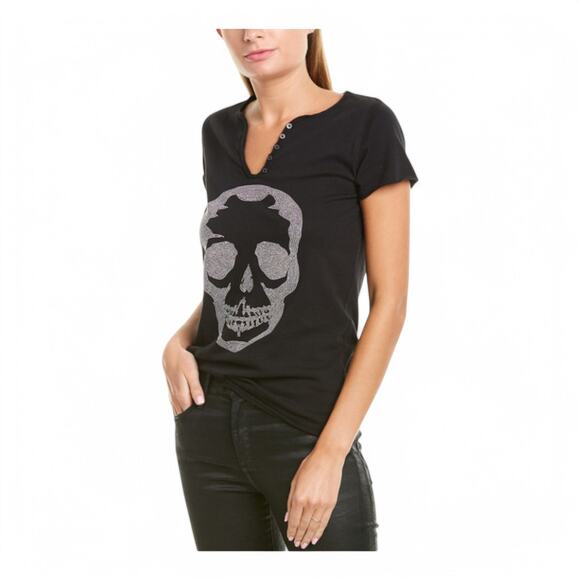 Zadig & Voltaire Tops - Zadig & Voltaire Tunisien MC Glitter Skull Black S/S T-Shirt - Size M